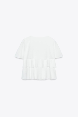 ZARA ТОП-КЕЙП С ВОЛАНАМИ, БЕЛЫЙ