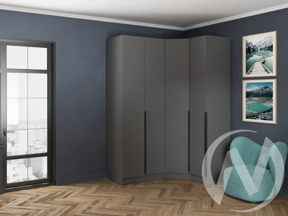 Шкаф угловой Мадрид угол скос (графит серый)