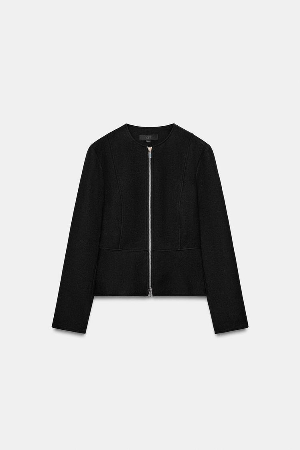 ZARA МЯГКАЯ КУРТКА С БАСКОЙ, ЧЕРНЫЙ