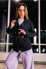 Пиджак черного цвета с поясом Nadya