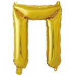 Фольгированный шар с клапаном (16''/41 см) Мини-буква, П, Золото, 1 шт. в упак.