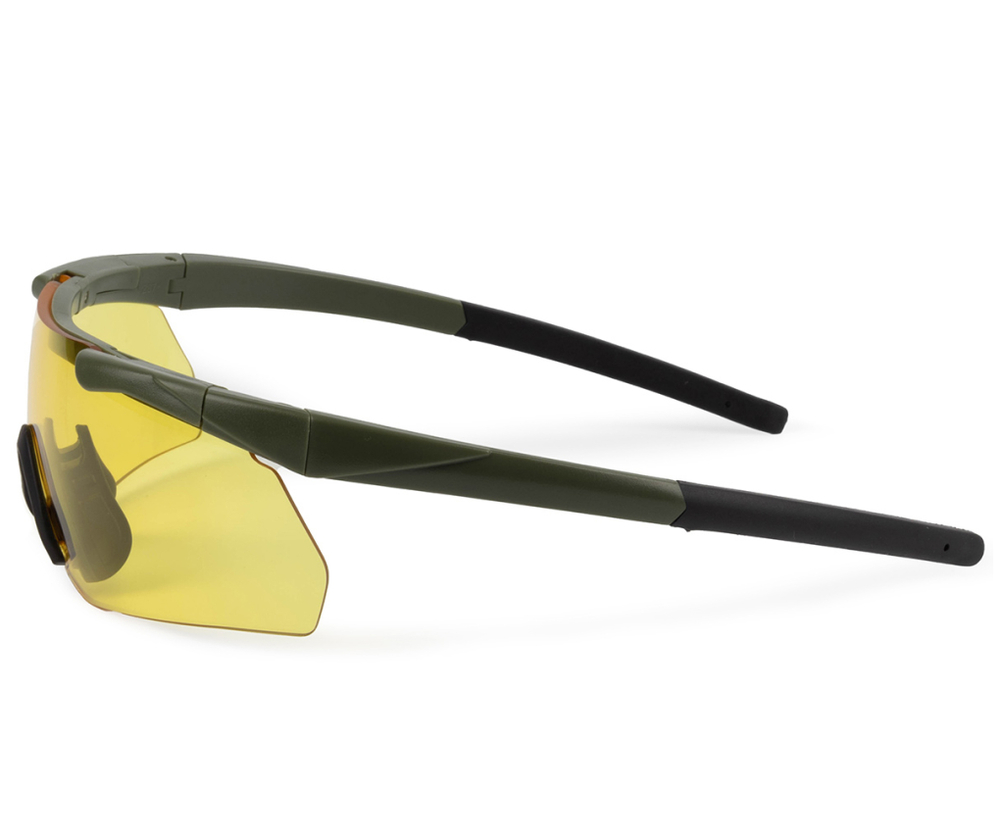 Очки стрелковые ShotTime Caracal, осколочные, зелёные, линза жёлтая GST-035-AG-Y