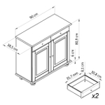 Тумба Лена двухдверная (нижняя часть буфета), бейц