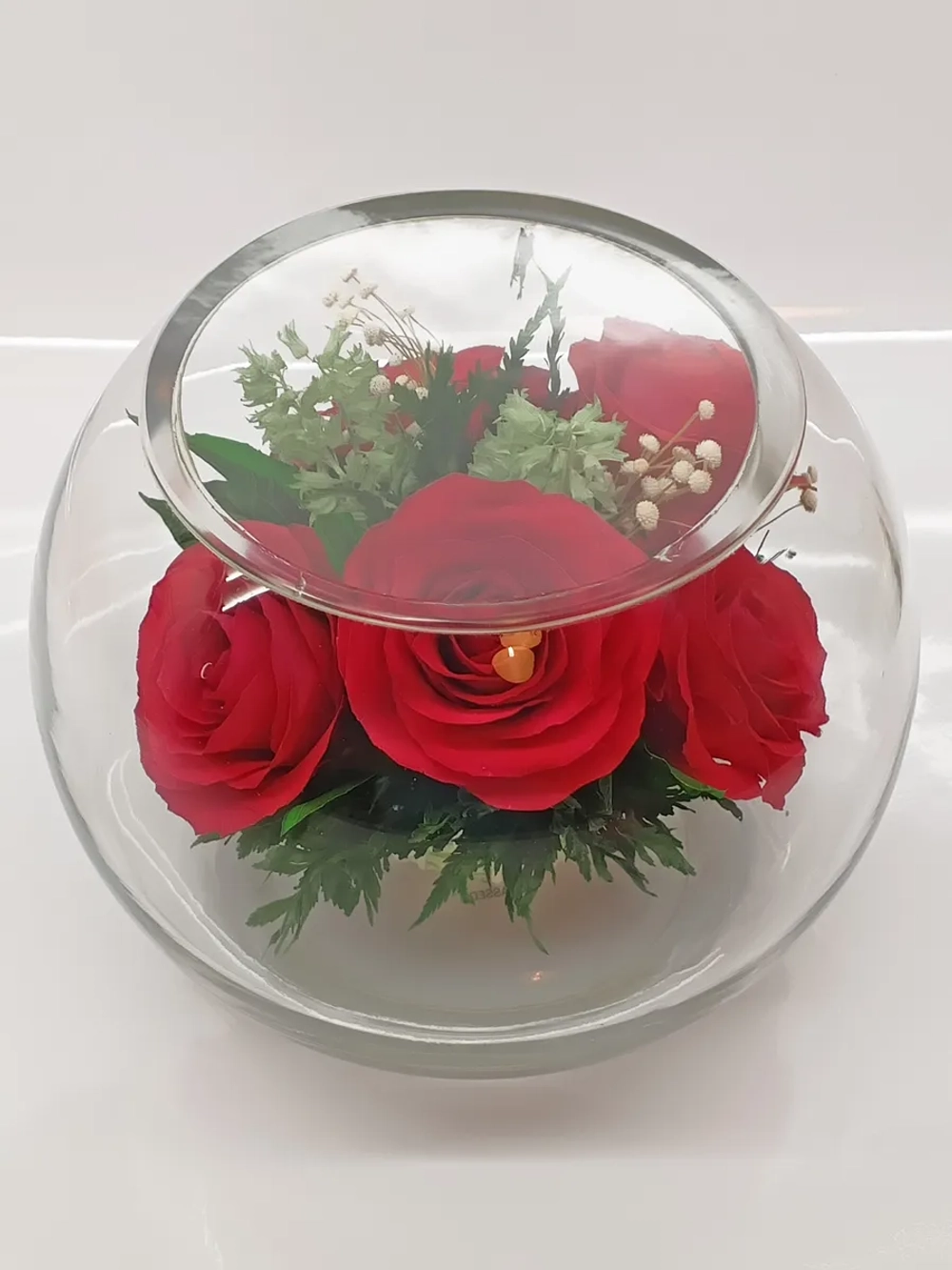 натуральные цветы в стекле, вакуум