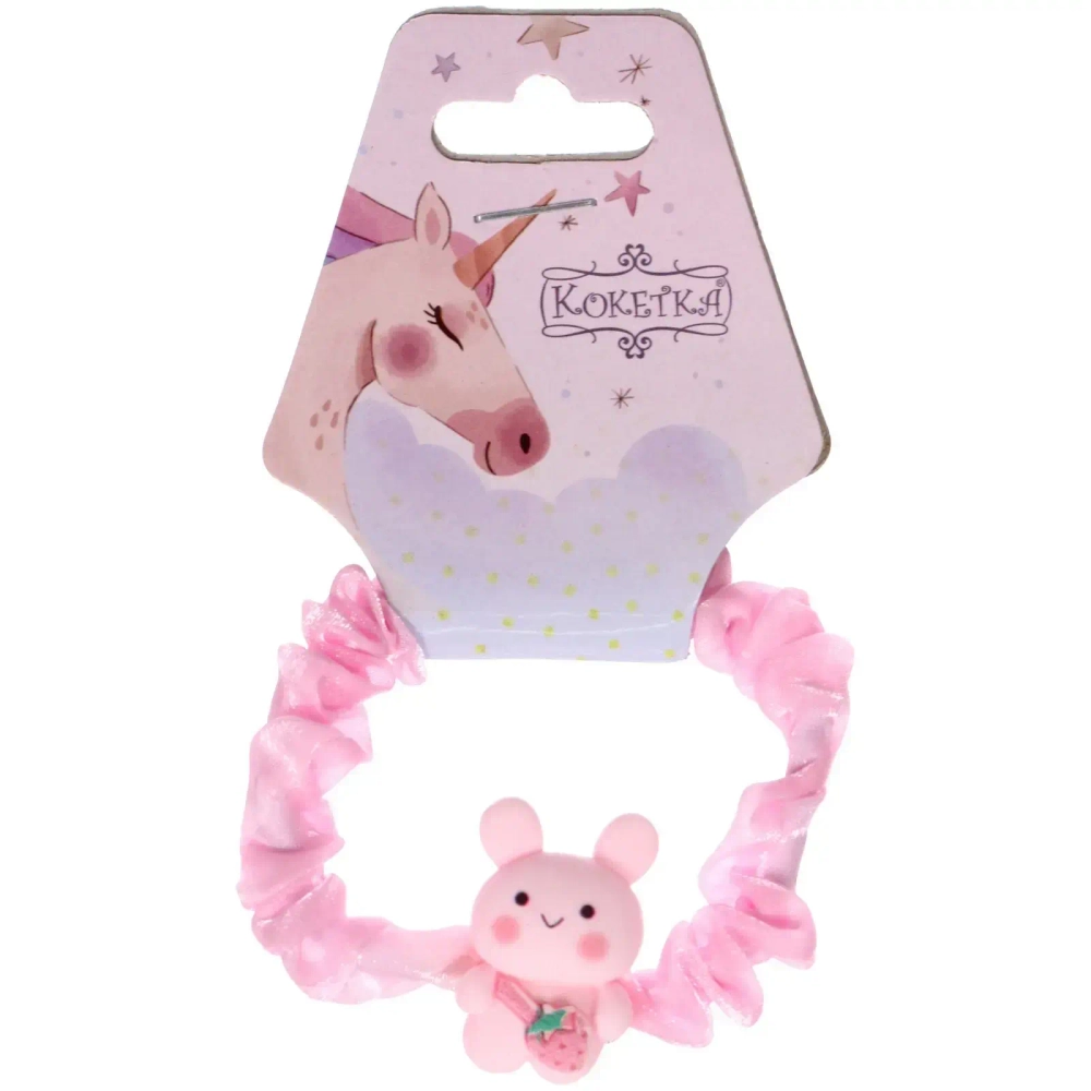 Резинки для волос детская 1шт «РОЗОВЫЕ ОБЛАКА», розовый зайчик, цвет как на фото, d-6,5см (подвес Единорожек)