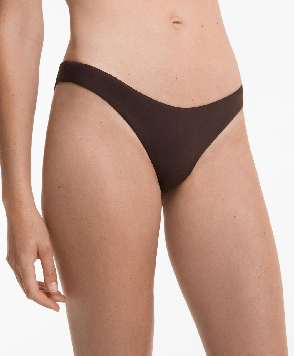 OYSHO Трусики-бикини U-образного выреза из пике средней степени покрытия, шоколадный
