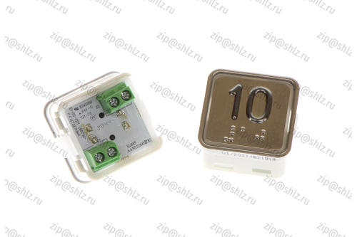 Кнопка (кнопочный модуль) KA302-S-R "10 этаж", квадратная, статическая красная подсветка, Брайль