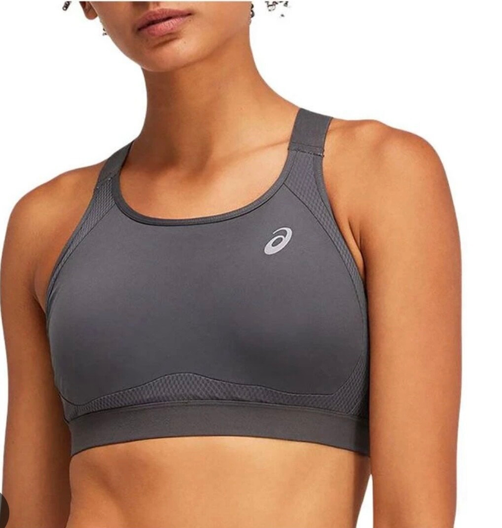 ASICS, HIGH SUPPORT BRA, DARK GREY, WOMEN, M