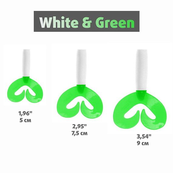 Твистер Helios Credo Double Tail 3,54&quot;/9 см White &amp; Green 5шт. (HS-28-016)