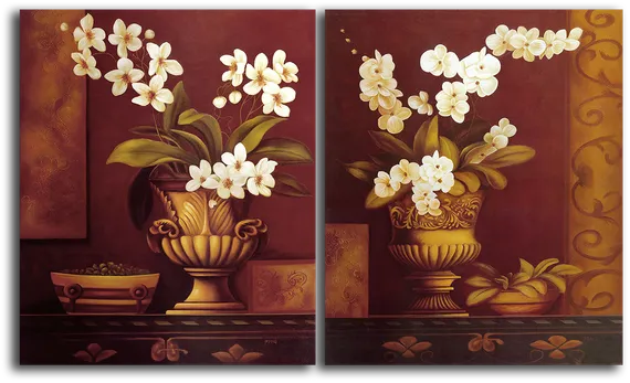 Модульная картина "Цветы в золотой вазе"