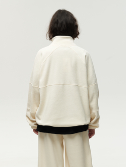 Drawstring Half-Zipped Sweatshirt Cream