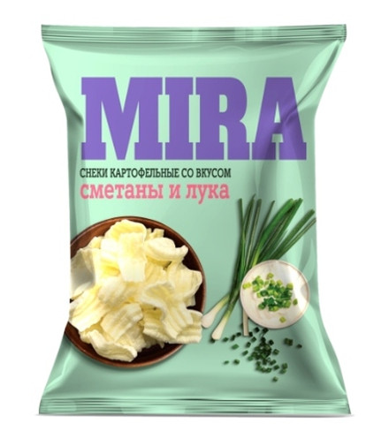 Снеки "Мира" картофельные со вкусом сметаны и лука 160г. Машпищепрод