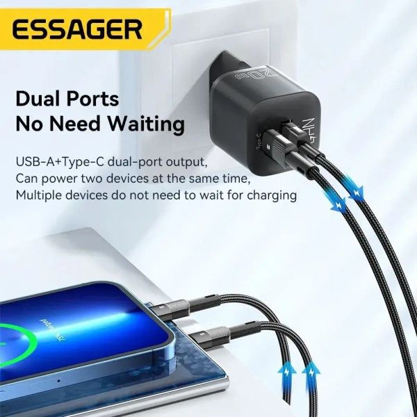 Адаптер питания Essager 20Вт (Type-C + USB-A) Белый