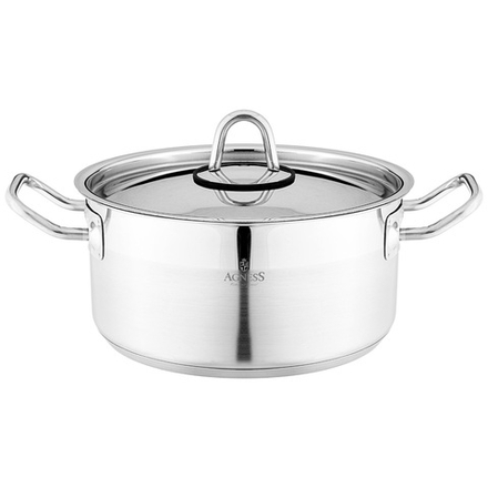 КАСТРЮЛЯ AGNESS 20X10 СМ 2,8 Л ВЫСОКОКАЧЕСТВЕННАЯ НЕРЖ СТАЛЬ 18/10 С КРЫШКОЙ НЖС