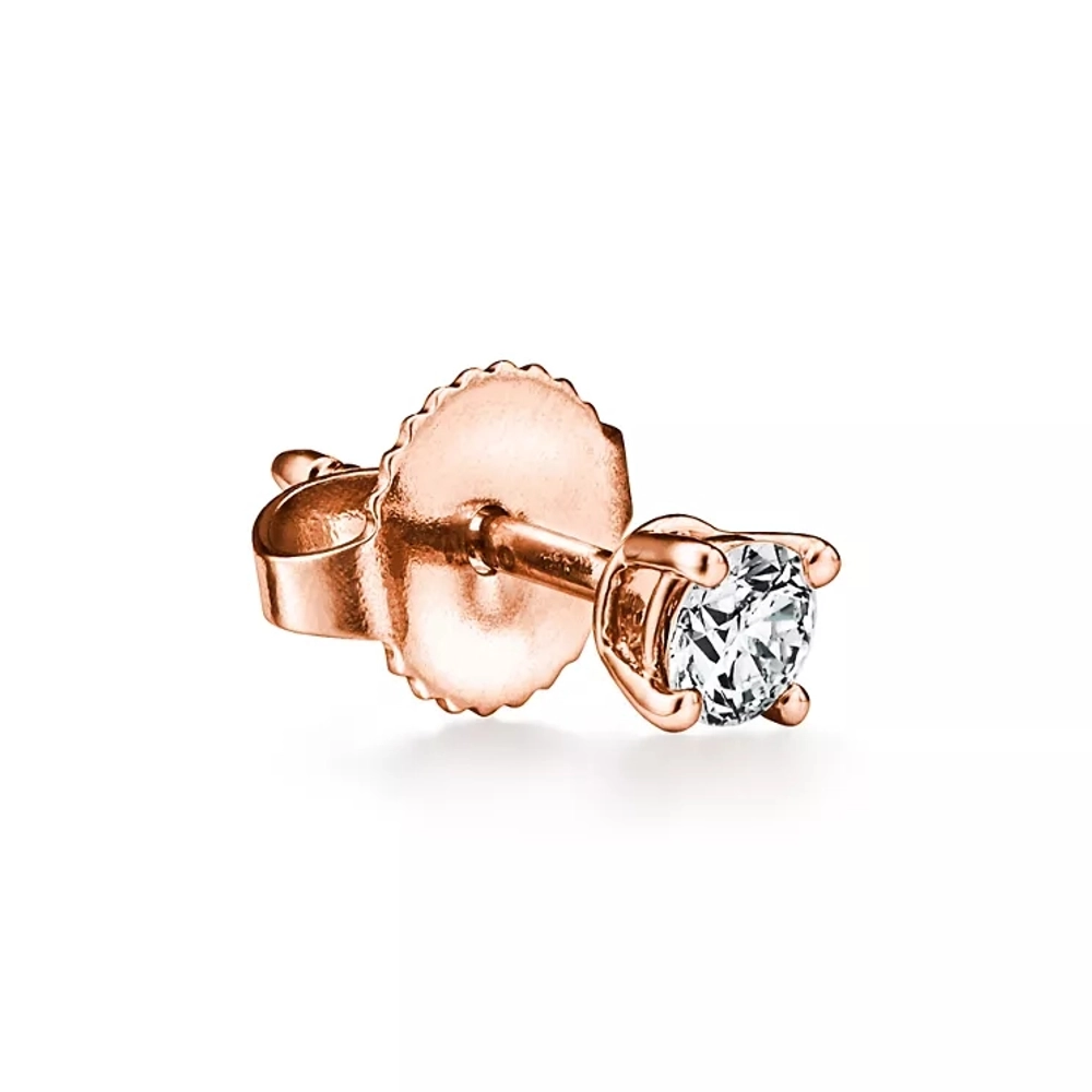 Серьги из розового золота 18k с бриллиантами 💎Tiffany Solitaire