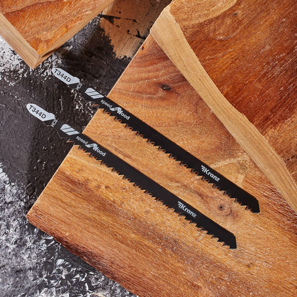 Пилка для электролобзика по дереву T344D 152 мм 6 зубьев на дюйм 8-100 мм (2 шт./уп.) KRANZ