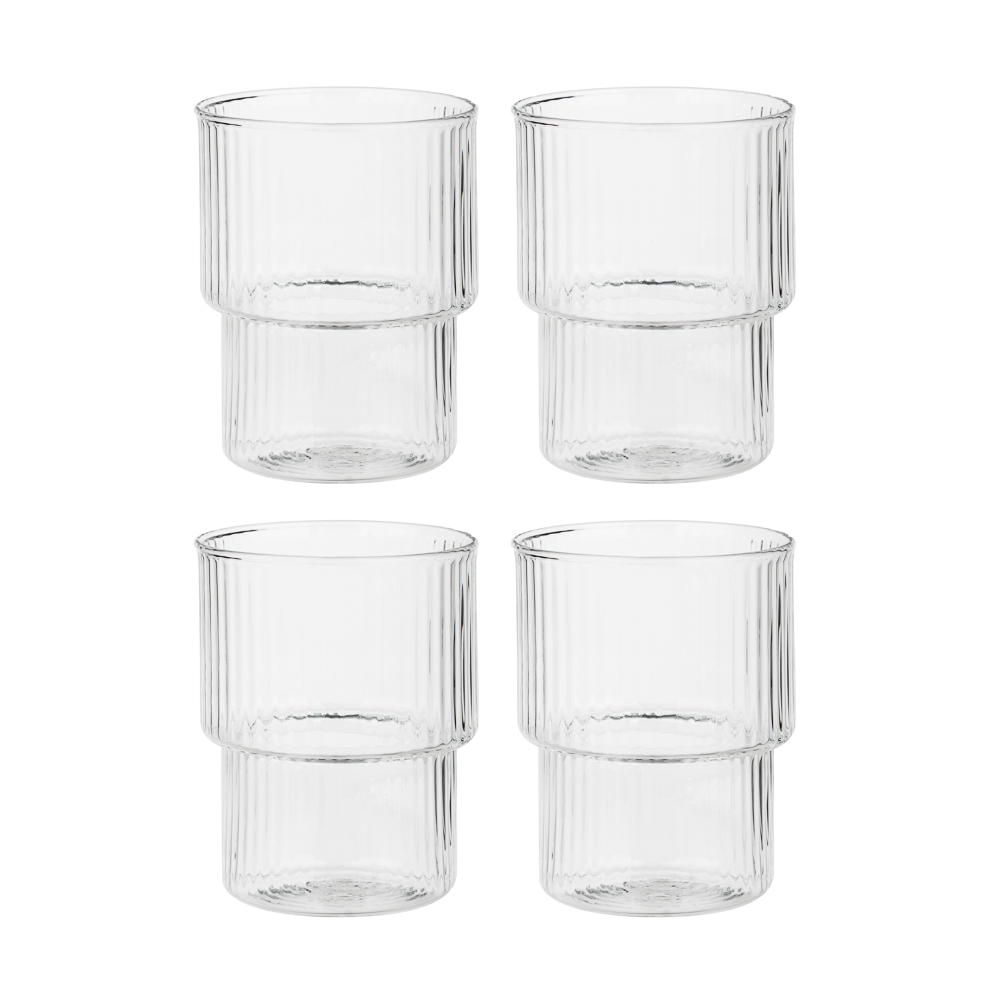 MILLIMI Набор стаканов Астра 300 мл, 4 шт, стекло, рифленый