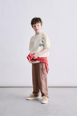 ZARA ФУТБОЛКА С ФОТОПРИНТОМ СЕРФИНГ, ЭКРЮ