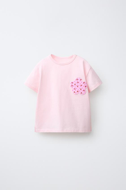 ZARA ФУТБОЛКА С СЕРДЦЕМ, РОЗОВЫЙ