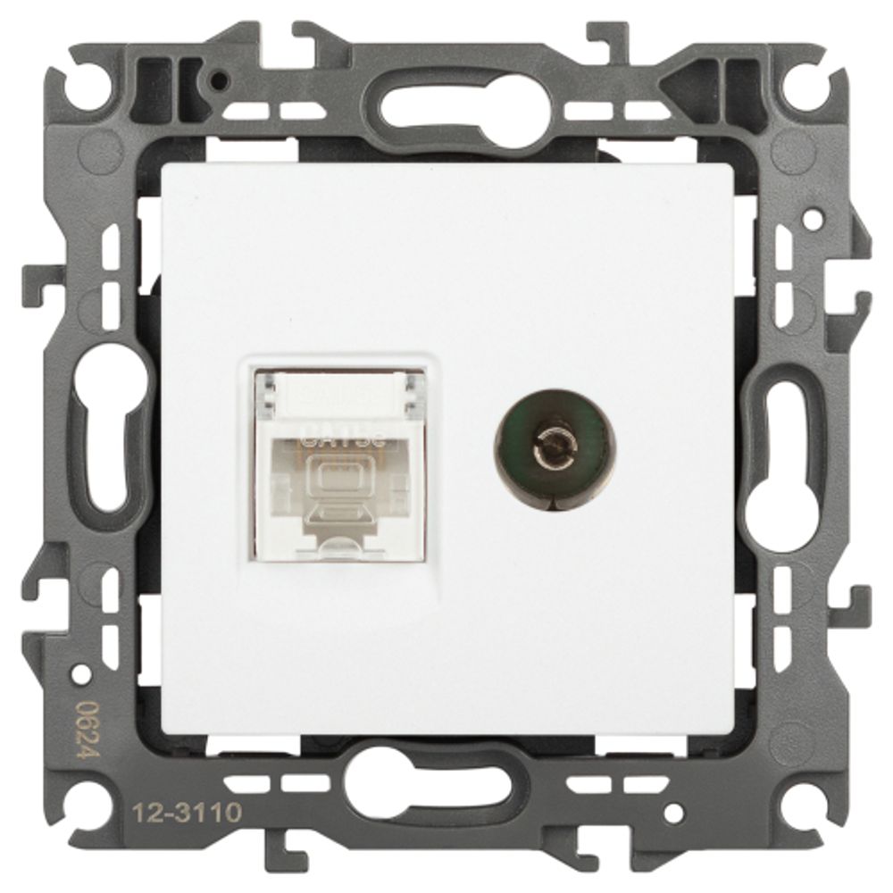 Розетка ЭРА Серия 12 12-3110-01М комбинированная RJ45+TV, белый матовый