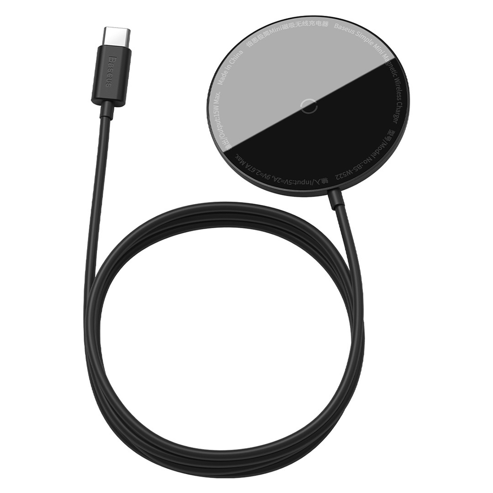 Беспроводная зарядка Baseus Simple Mini Magnetic Wireless Charger - Black