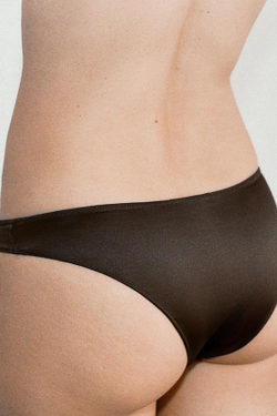 ZARA АТЛАСНЫЕ ТРУСЫ С КРУЖЕВОМ, КОРИЧНЕВЫЙ