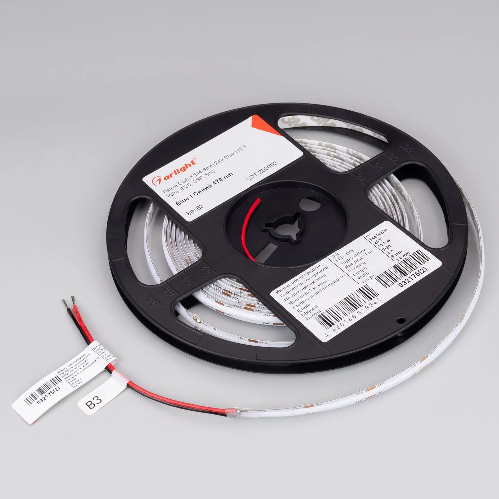 Светодиодная лента COB-X544-8mm 24V Blue (11.5 W/m, IP20, CSP, 5m) (Arlight, -) 032175(2)