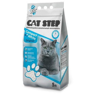 Наполнитель комкующийся минеральный CAT STEP Compact White Original, 5 л