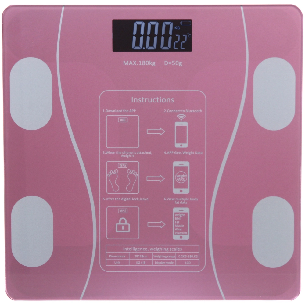 Весы напольные электронные «SMART - Style» 28*28*0,5 см, bluetooth (работает от 2хААА), Розовый