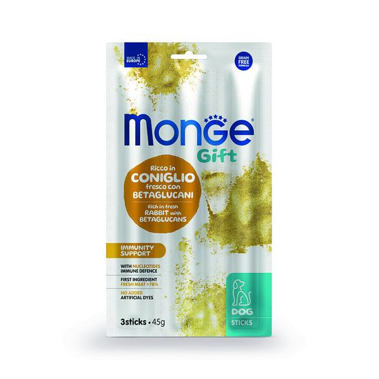 Monge Gift Лакомство для собак "Мягкие палочки" с Кроликом и нуклеотидами для иммунитета 45 гр