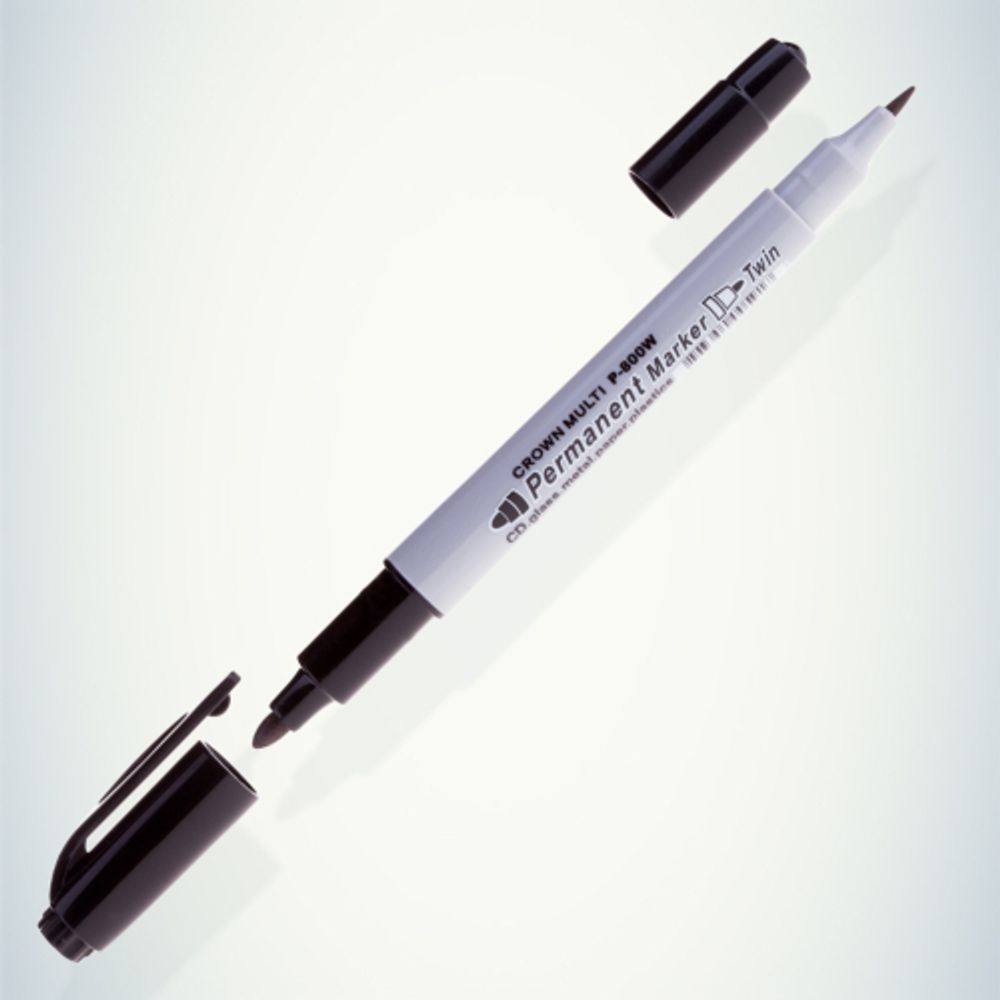 095143 Crown Маркер перманентный двухсторониий MULTI MARKER TWIN, ЧЕРНЫЙ пулевидный 2мм/1мм (P-800W) | Crown