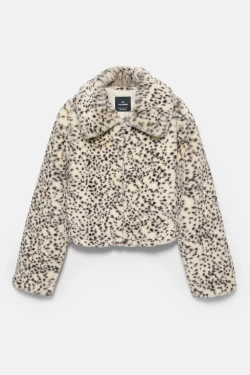 PULL&BEAR Шуба из искусственного меха с анималистическим принтом, разноцветный