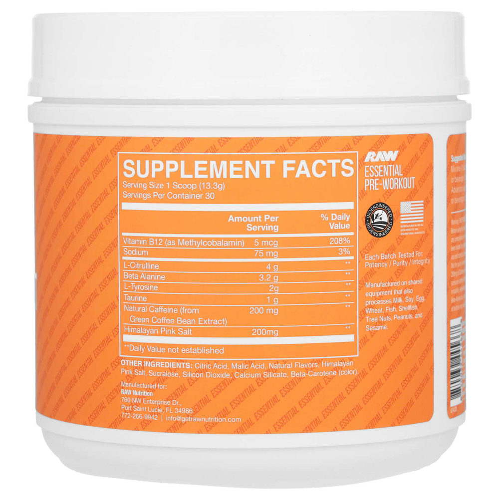 Raw Nutrition, Bum, предтренировочный комплекс, со вкусом апельсина, 399 г (14,07 унции)