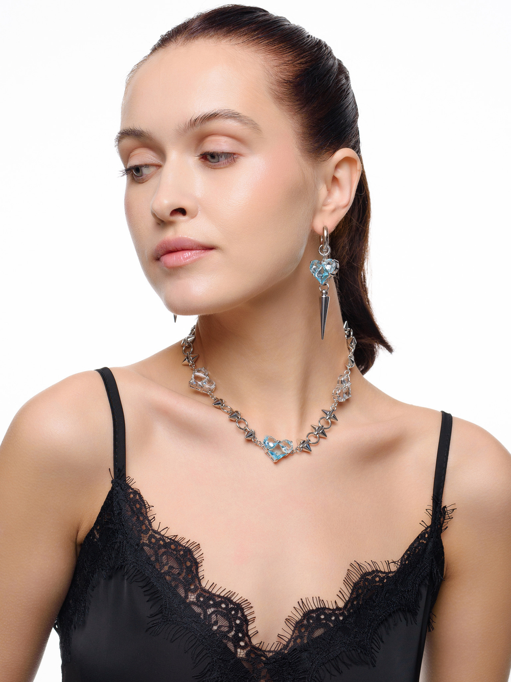 Колье "Blue big soul thorn" Silver