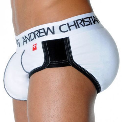 Мужские трусы брифы с задним пуш ап Andrew Christian Active Shape  White Brief AC54