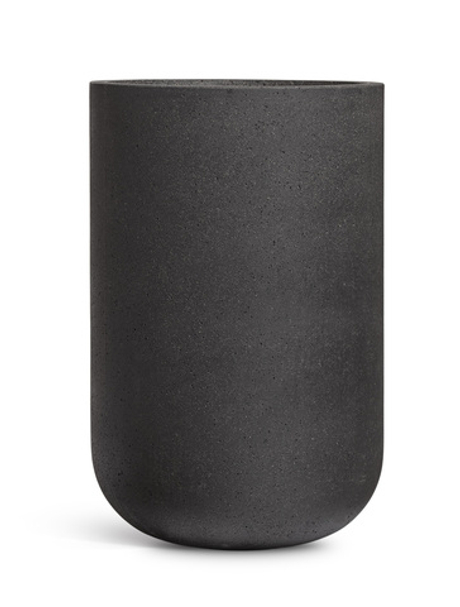 Кашпо TREEZ ERGO - Hard Rock - Высокий округлый цилиндр - Чёрный песок