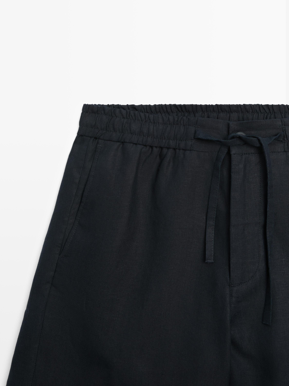 Massimo Dutti Короткие бермуды из 100% льна, темно-синий