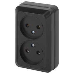 Розетка Intro Quadro 2-203-05 двойная без заземления 2х2P 16А-250В IP20 ОУ антрацит