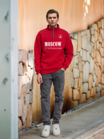 Толстовка мужская с зип-воротником "Moscow" красный