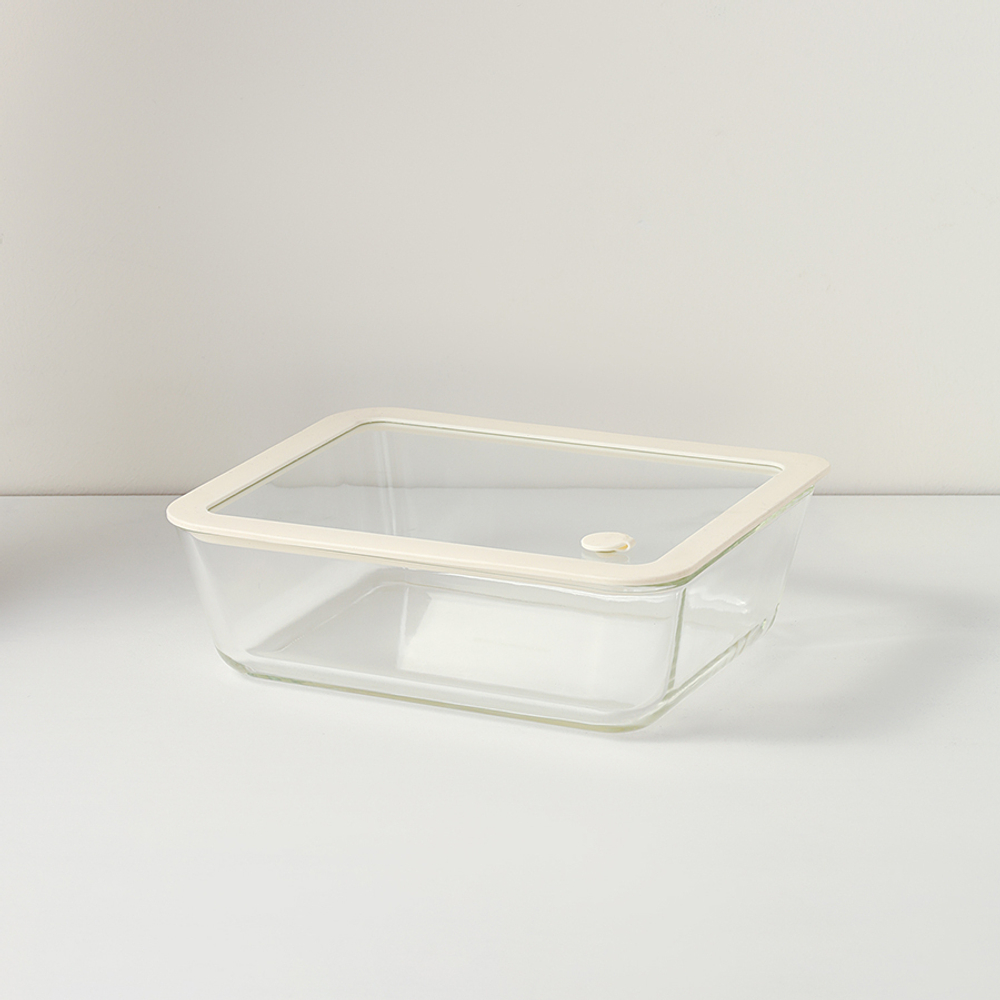 Контейнер для запекания и хранения стеклянный с вакуумным эффектом, 2,6 л, молочный