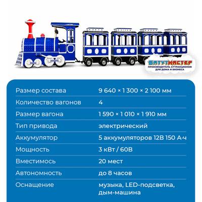 Детские аттракционы паровозик «Полярный рейс», 4 вагона, 20 мест