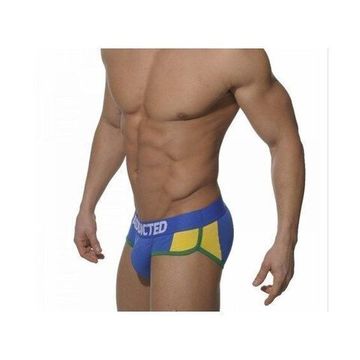 Мужские трусы брифы синие с желтыми вставками по бокам Seobean Addicted Brasil