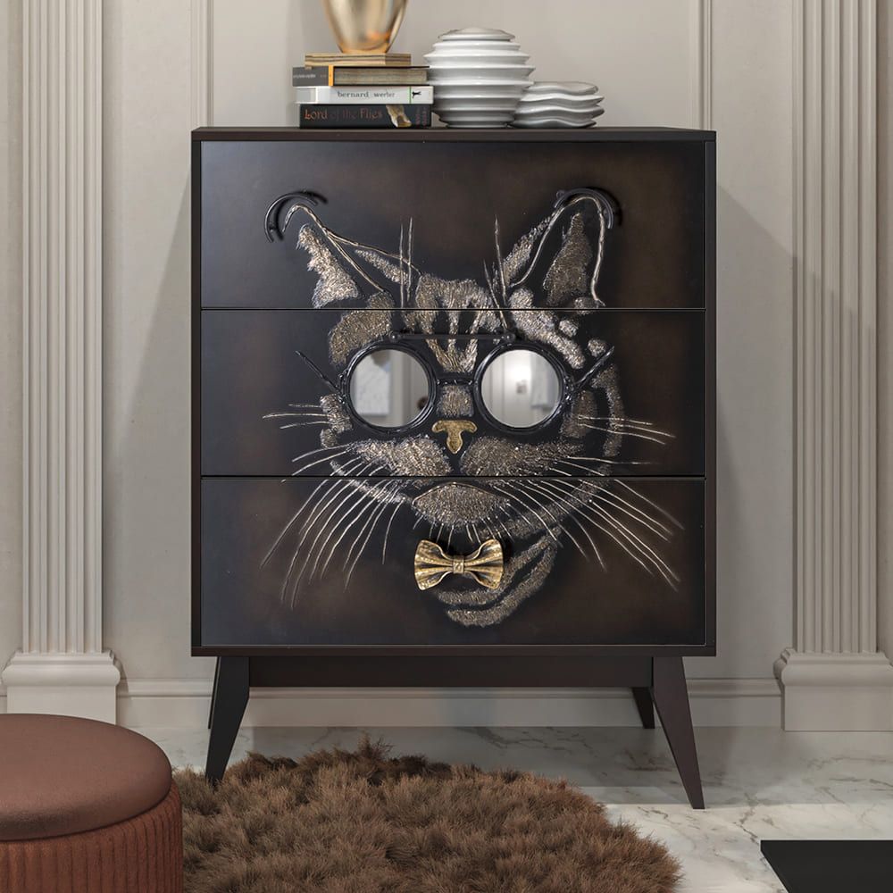 Комод Кот Саймон с 3 ящиками Каштан