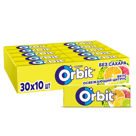 Жевательная резинка Orbit вкус освежающий цитрус без сахара, 13 г х 30 шт