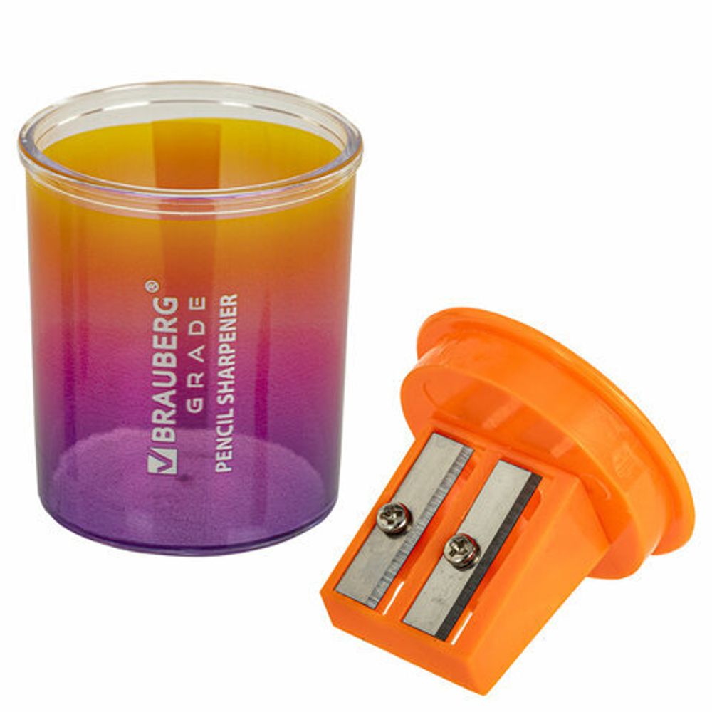 Точилка для классических и утолщенных карандашей BRAUBERG "Grade", 2 отверстия, с контейнером, 271998