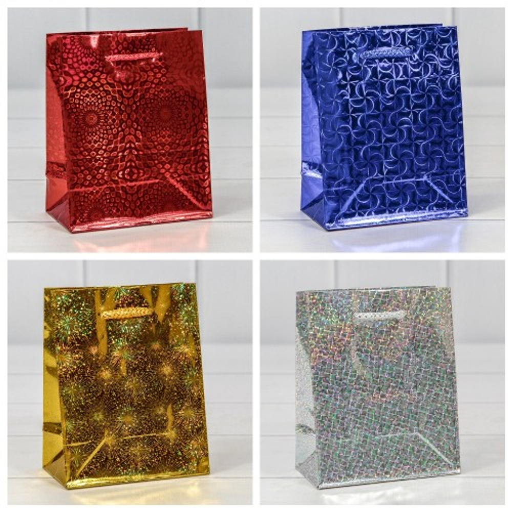 Пакет подарочный 12х15х6см Голография (Микс)