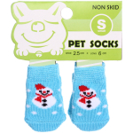 Носочки для животных «LAPUSIK», принт Снеговичок, цвет голубой, размер s, 2,5см