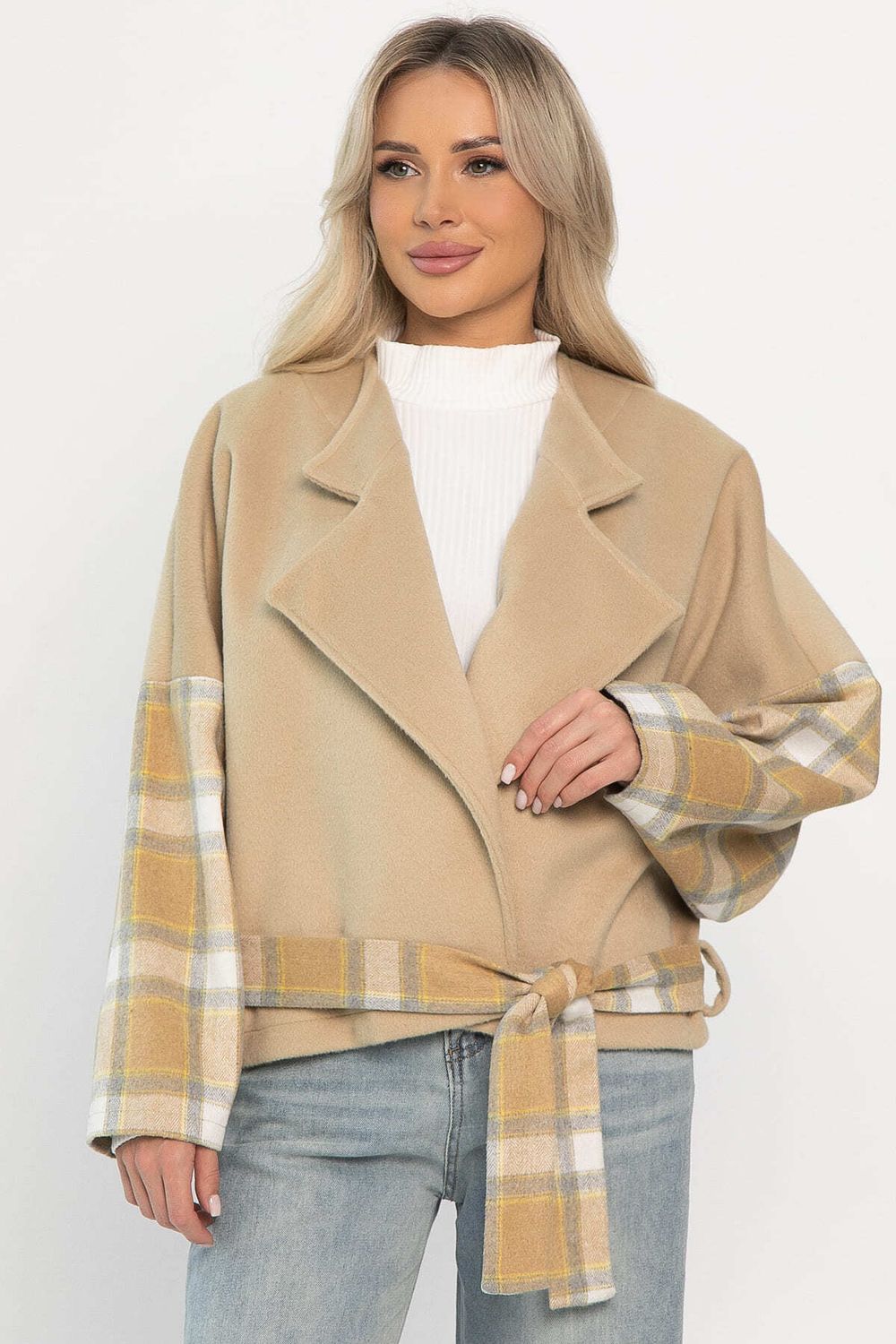 Пальто укороченное Хайт (бежевое) Б14314-7М LT Collection