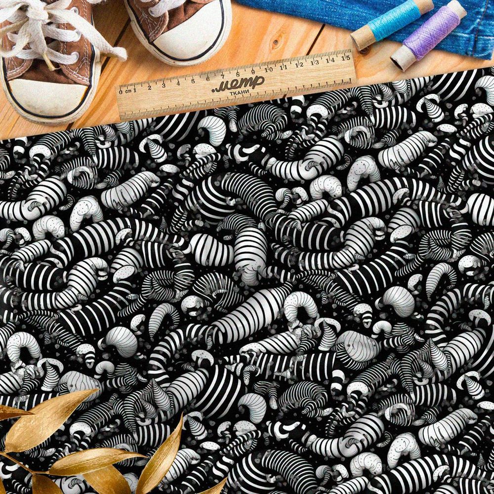 Ткань Ниагара Софт бело-серые абстракции