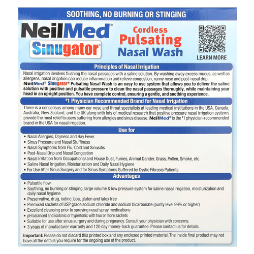 NeilMed, Sinugator®, беспроводный спрей для носа, набор из 3 предметов